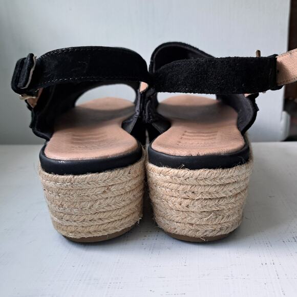 SPERRY Black Suede Delmare Platform Espadrille Sandals SIze 8 - Picture 7 of 9
